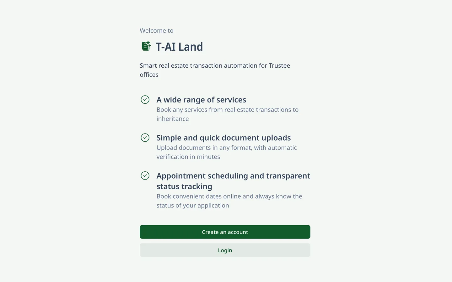 T-AI Land product interface